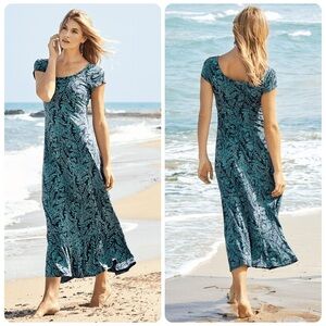 Peruvian Connection Fernwood Maxi Dress in Navy Botanical Print | Small